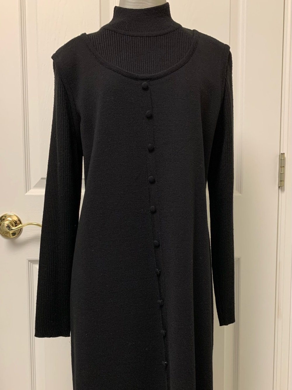 Nina Charles for Kasper ASL black wool blend 90’s dress